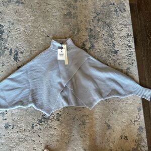 LaPointe Cashmere Blue turtleneck criss cross sweater XS